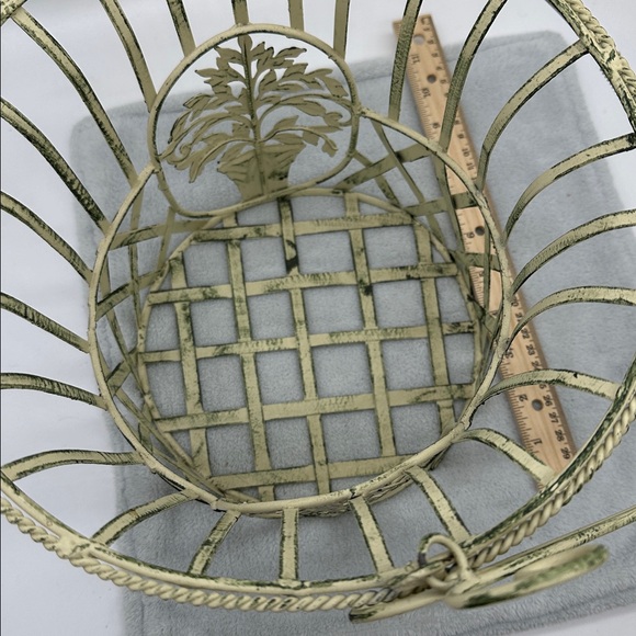 Vintage/Antique French Wire Jardiniere-Color Cream White Basket Planter - Picture 5 of 8